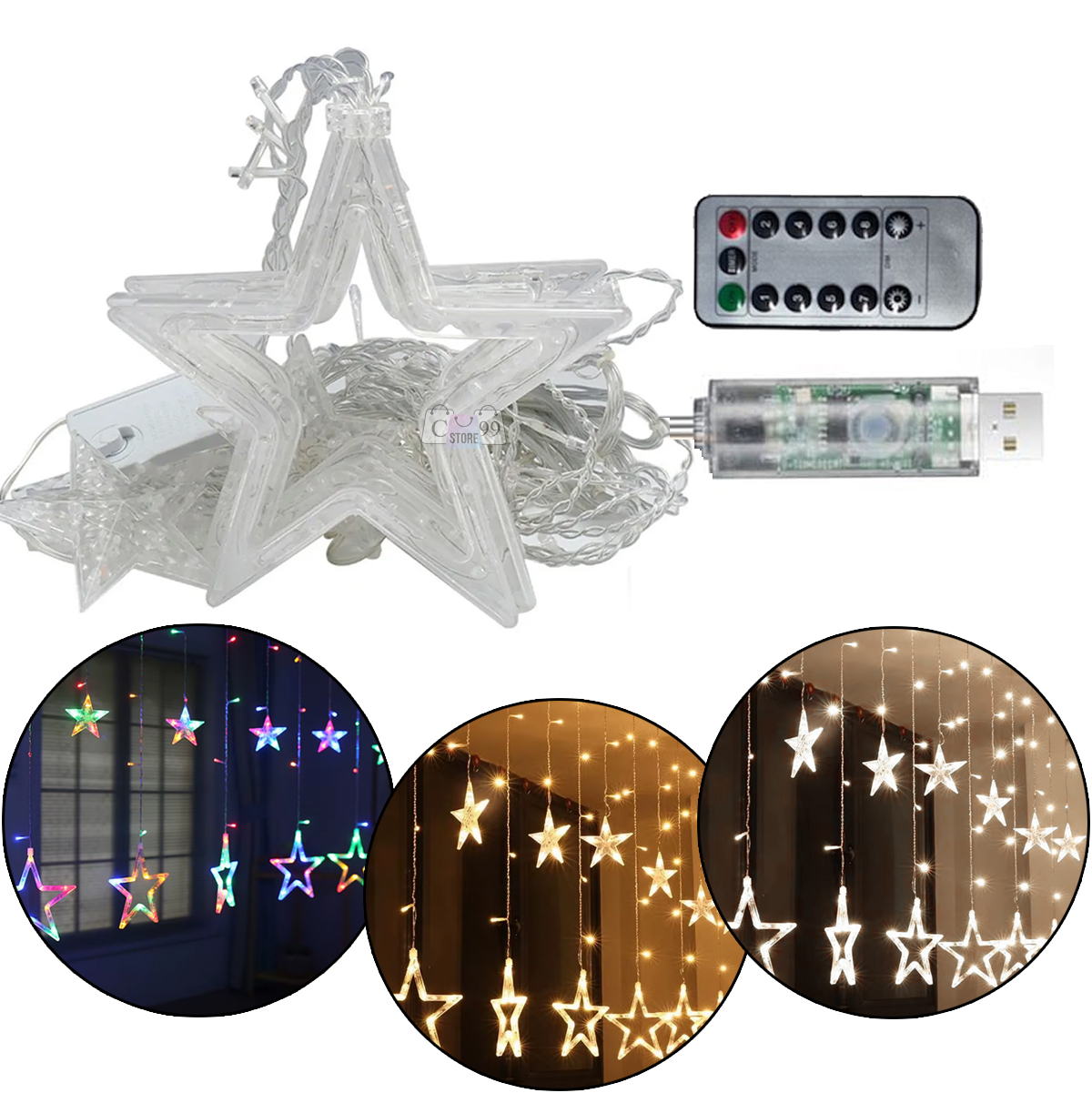 Cadena De Luces Led Punta Estrella 4m